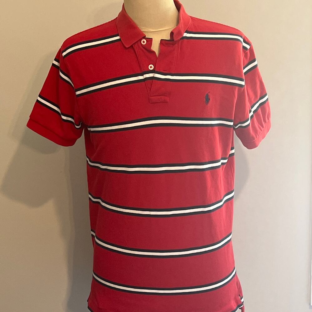 Ralph Lauren Polo Red with Navy and White Stripes MENS SZ M